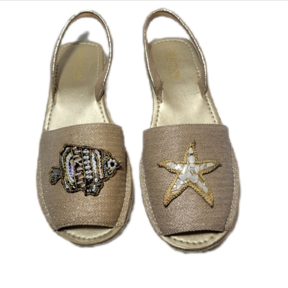 Reaction Kenneth Cole Espadrille Nautical Starfish Sandals 6.5 - Picture 2 of 9